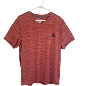Adidas Ultimate Tee Men Shirt Sz XL Red V-Neck Athleisure Performance Sportwear